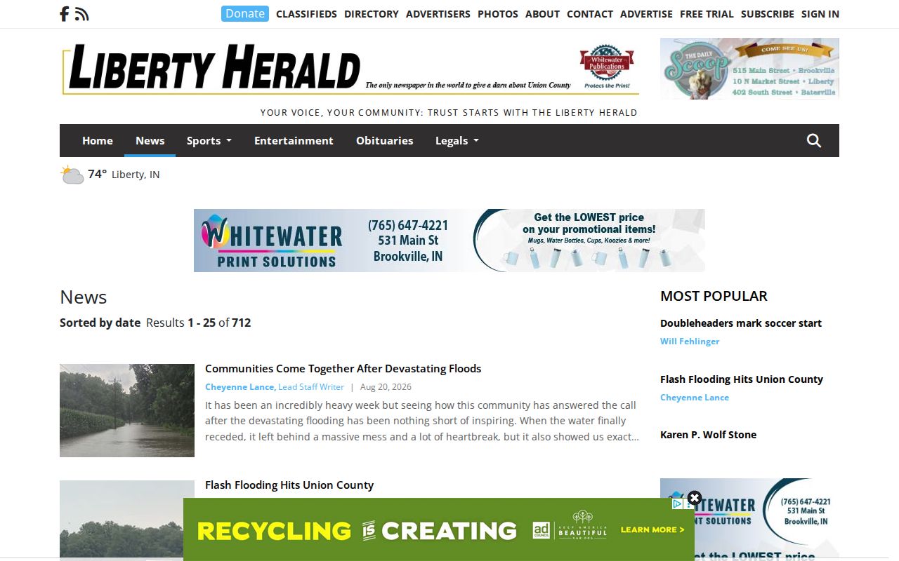 The Liberty Herald news section for Union County local coverage
