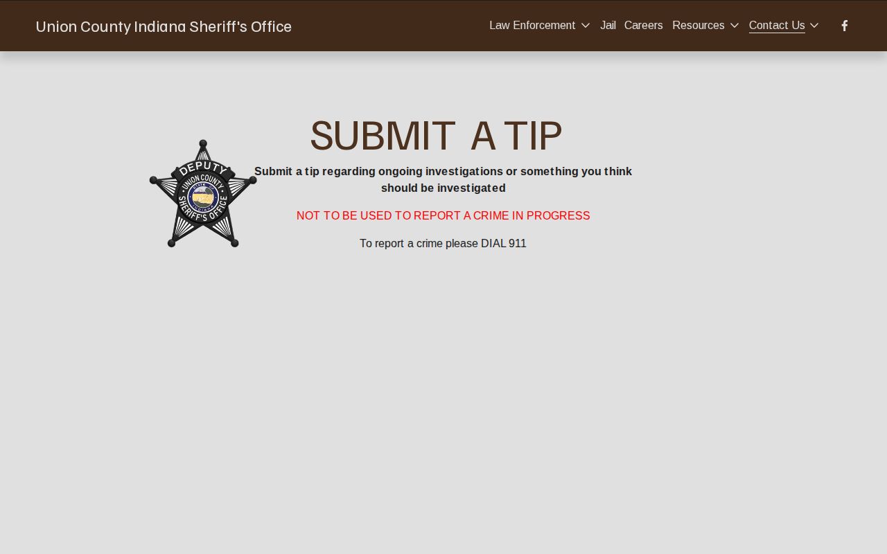 Union County Sheriff's Office nonemergency wanted and investigation tip form
